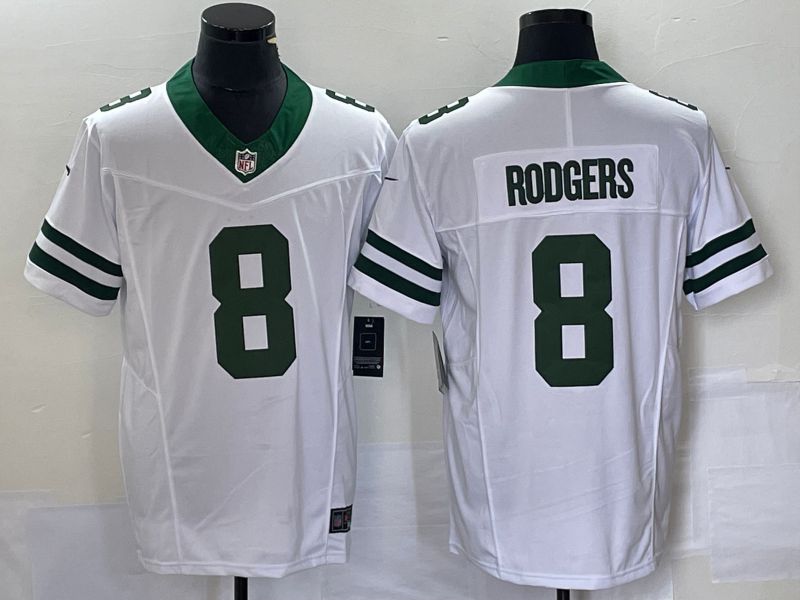 Men New York Jets #8 Rodgers White Nike Throwback Player Game NFL Jersey